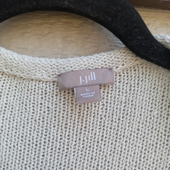 J. Jill Silk Blend Open Front Cardigan Size Large Thick Knit Gray 3/4 Sleeve - Picture 3 of 9